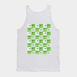 Frenchies with Glasses Pattern Green Tank Top